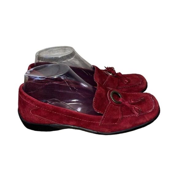 Women's Liz Claiborne Red Suede Tassel Loafers Size 7M - Picture 3 of 8